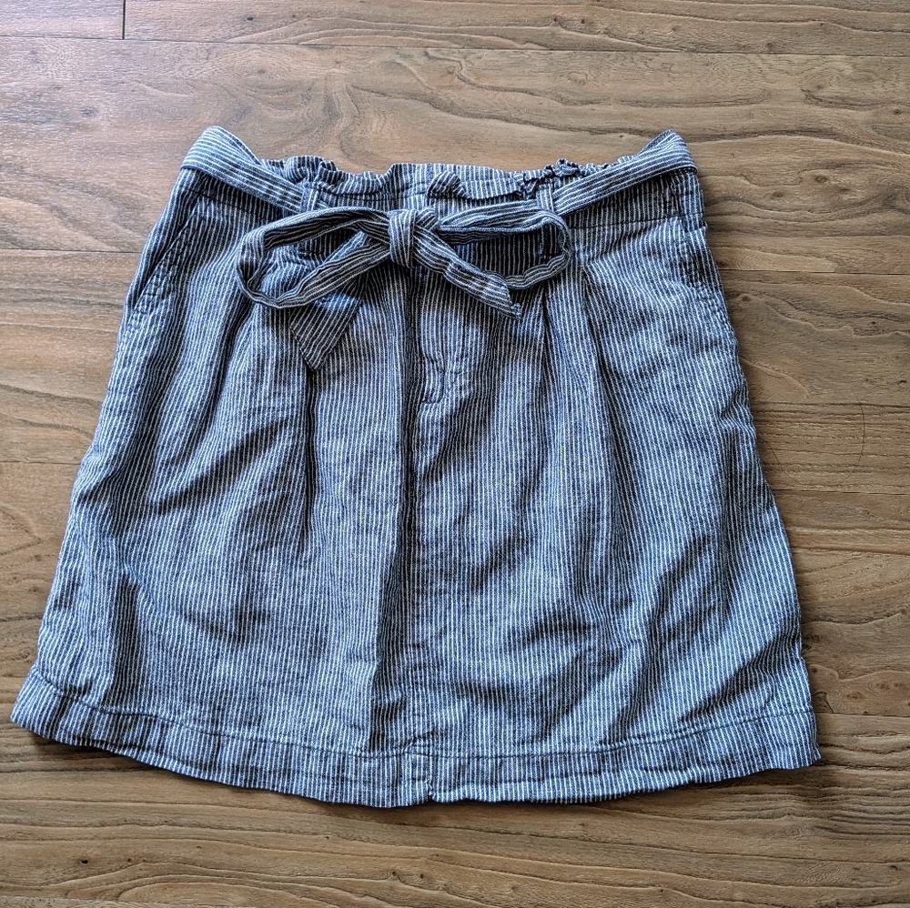 LOFT Gray Mini A-Line Skirt with Tie Front